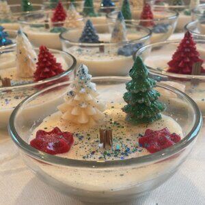 Handmade Organic Soy Wax Holiday Candles with Natural Wood Wick